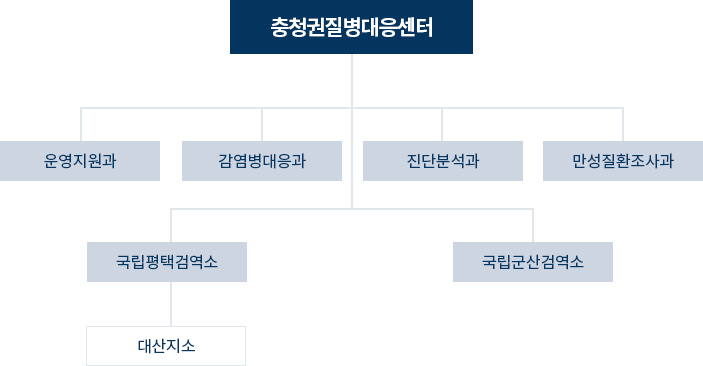 충청권질병대응센터 조직도 - 자세한 설명은 다음의 내용을 확인하세요