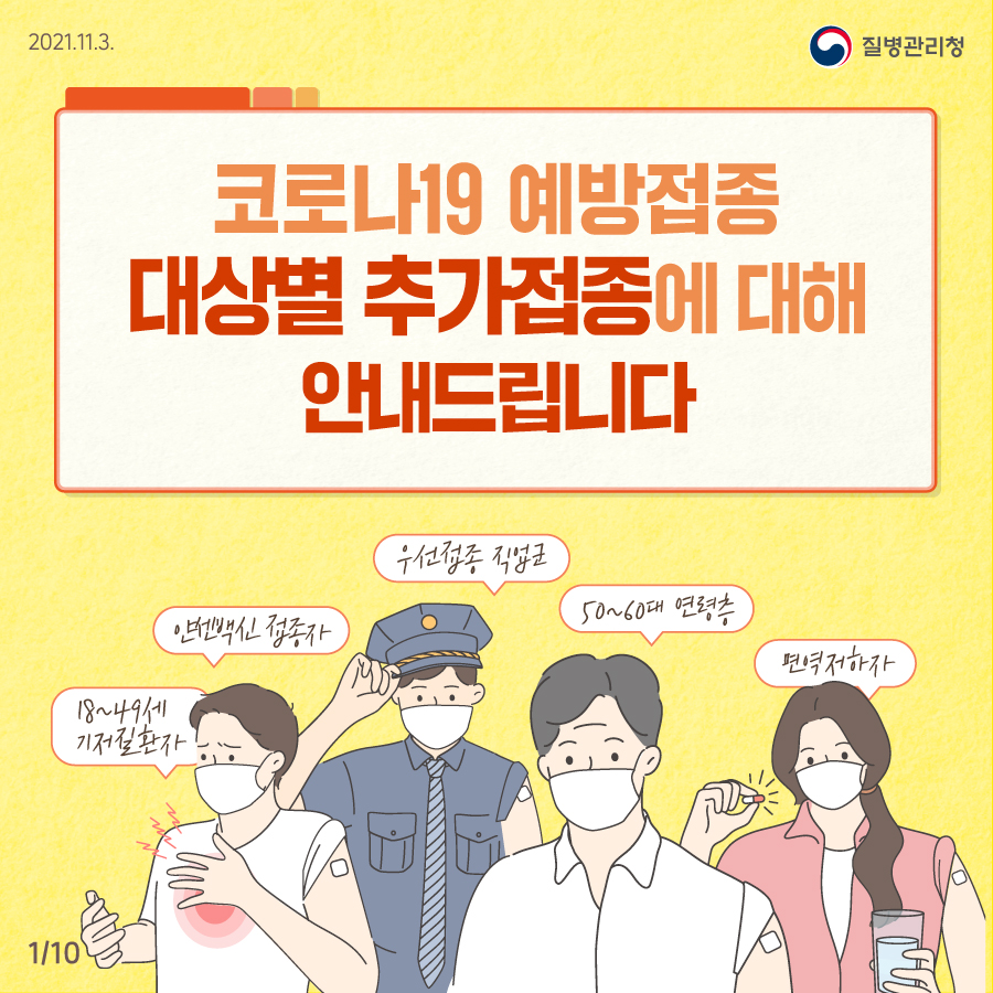 코로나19 예방접종 대상별 추가접종에 대해 안내드립니다!