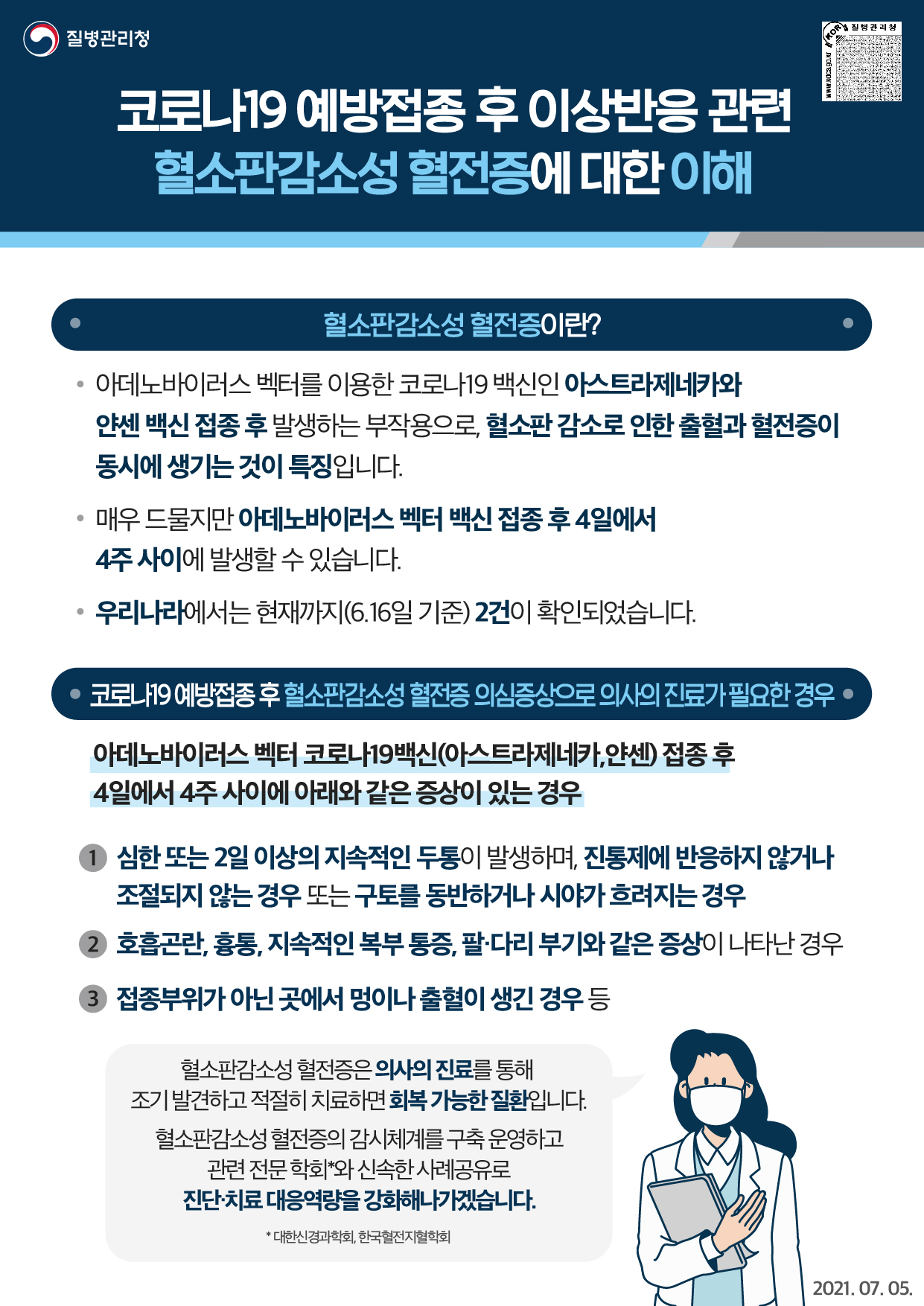 코로나19 예방접종 후 이상반응 관련 혈소판감소성 혈전증에 대한 이해