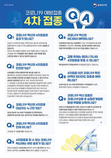 코로나19 예방접종 4차접종 Q&A