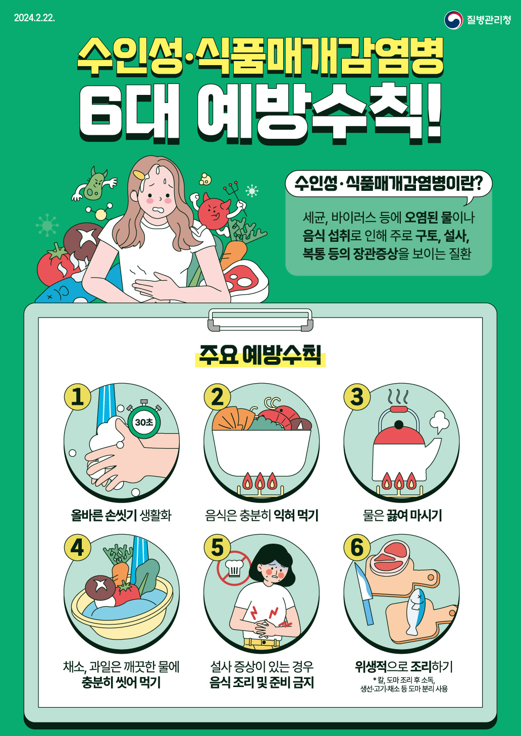 수인성·식품매개감염병 6대 예방수칙!